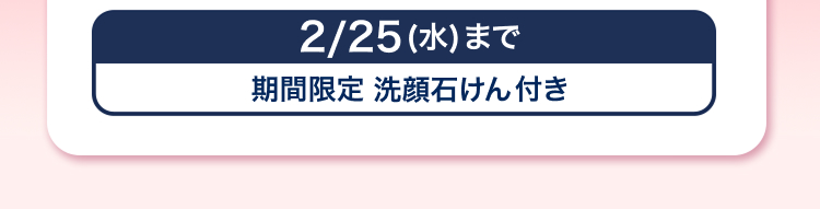 2/25 (水) まで
期間限定 洗顔石けん付き