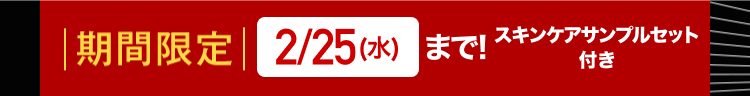 | 期間限定 2/25 (水) まで!
スキンケアサンプルセット
付き