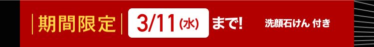 |期間限定 3/11 (水) まで!
洗顔石けん 付き